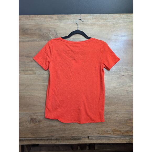 Sezane Malcolm Tee Shirt Womens Size 2XS Orange Short Sleeve V-Neck Pullover - Picture 2 of 6